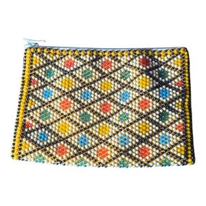 Vintage 70s Multicolor Beaded  Coin Purse.